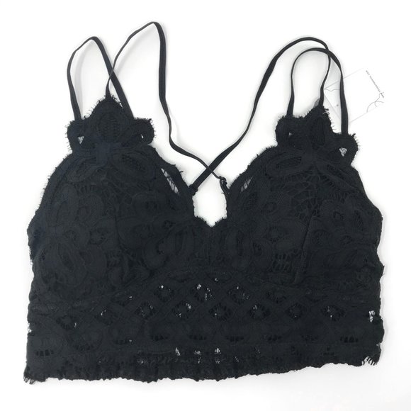 Black Crochet Lace Long Line Bralette - Picture 7 of 12